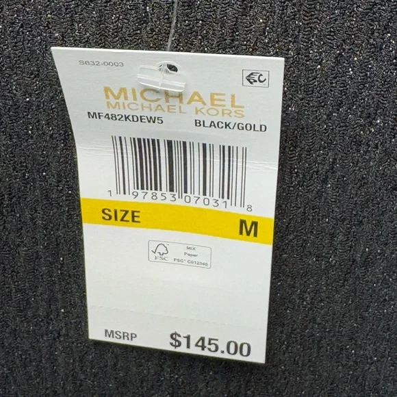 NEW NWT MK Michael Kors Metallic Jacquard Dress Black Gold Size M Medium AB 506 - Picture 13 of 13
